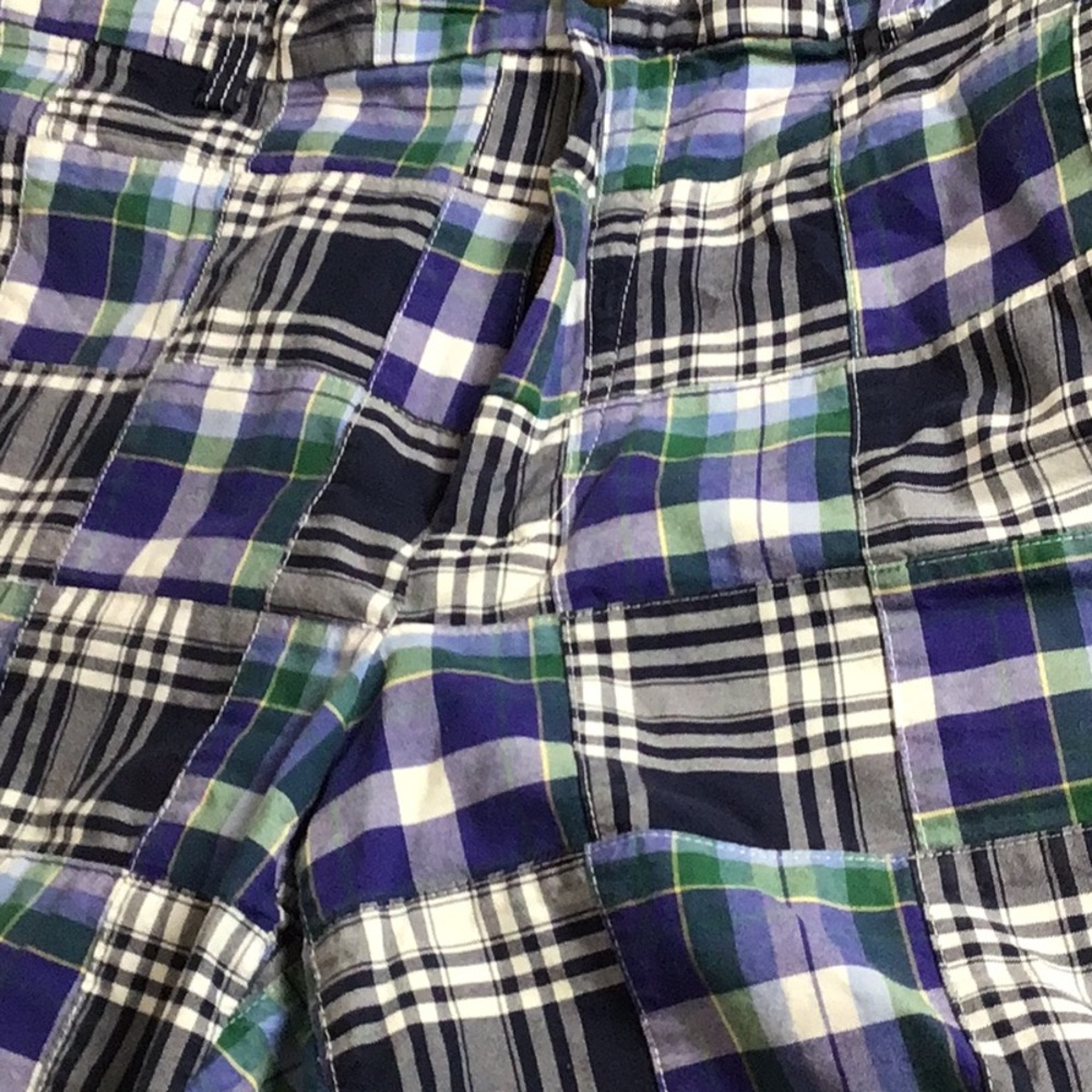Brooks Brothers Madras -Blue, Green & White Plaid Flat Front Shorts size 42 - Picture 3 of 10